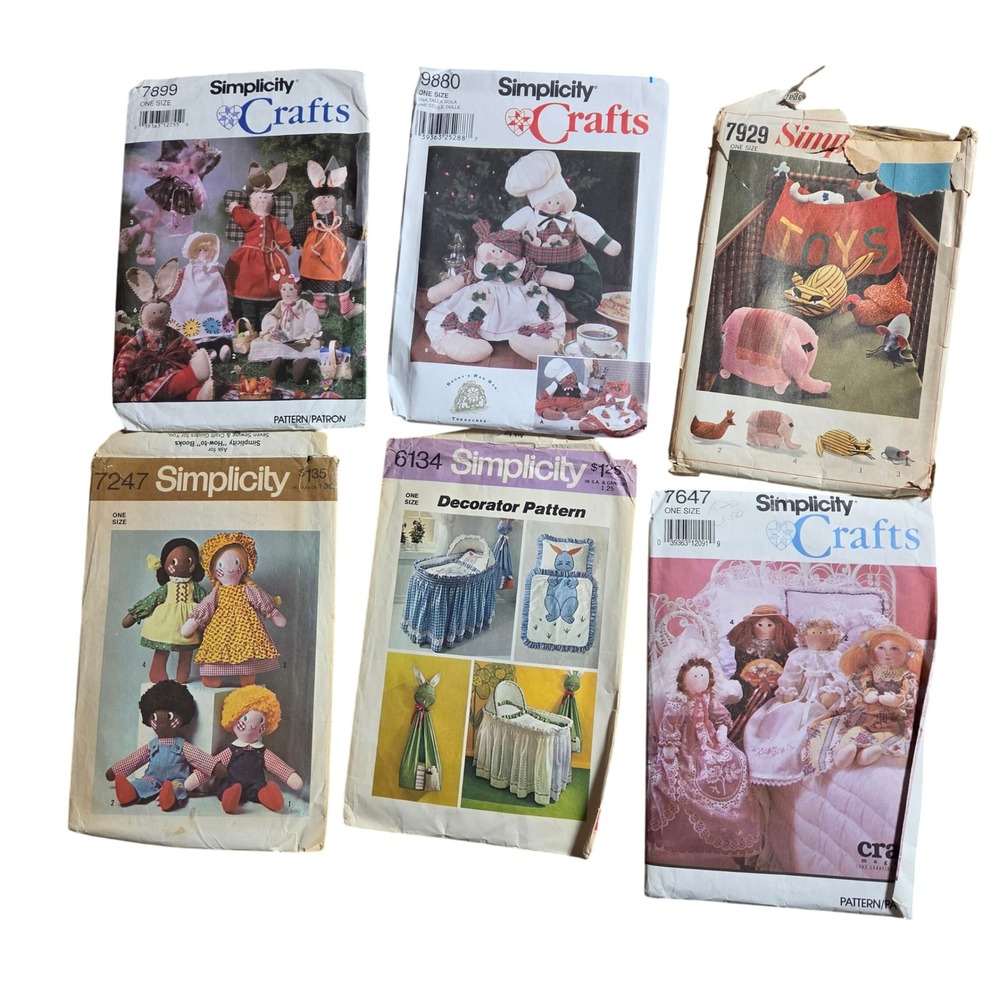 Vintage Simplicity Sewing Patterns Crafts Dolls Nursery 7899 9880 7929 7247